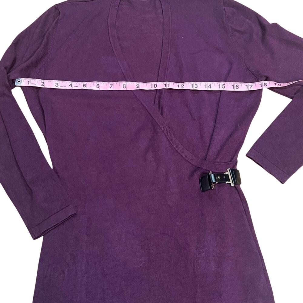 Calvin Klein Burgundy Faux Wrap Sheath Dress 3/4 Sleeve Size S Career Midi - Picture 4 of 7